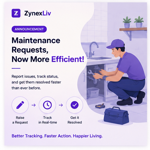 ZynexLiv maintenance request workflow card